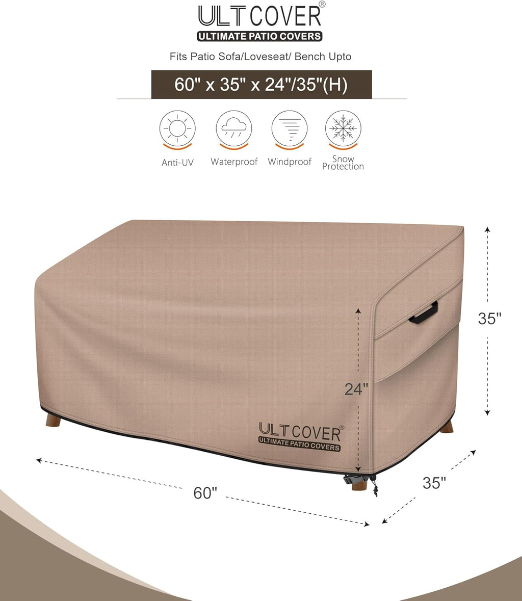 ULTCOVER Waterproof Outdoor Sofa Cover - 60W x 35D x 35H Inch for 2-Seater Loveseat Protection