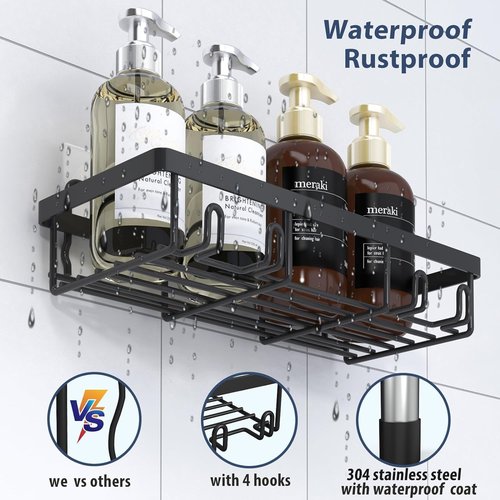 Liuoud Shower Caddy Organizer - 10 Pack Rustproof Stainless Steel Wall Storage Baskets | Black