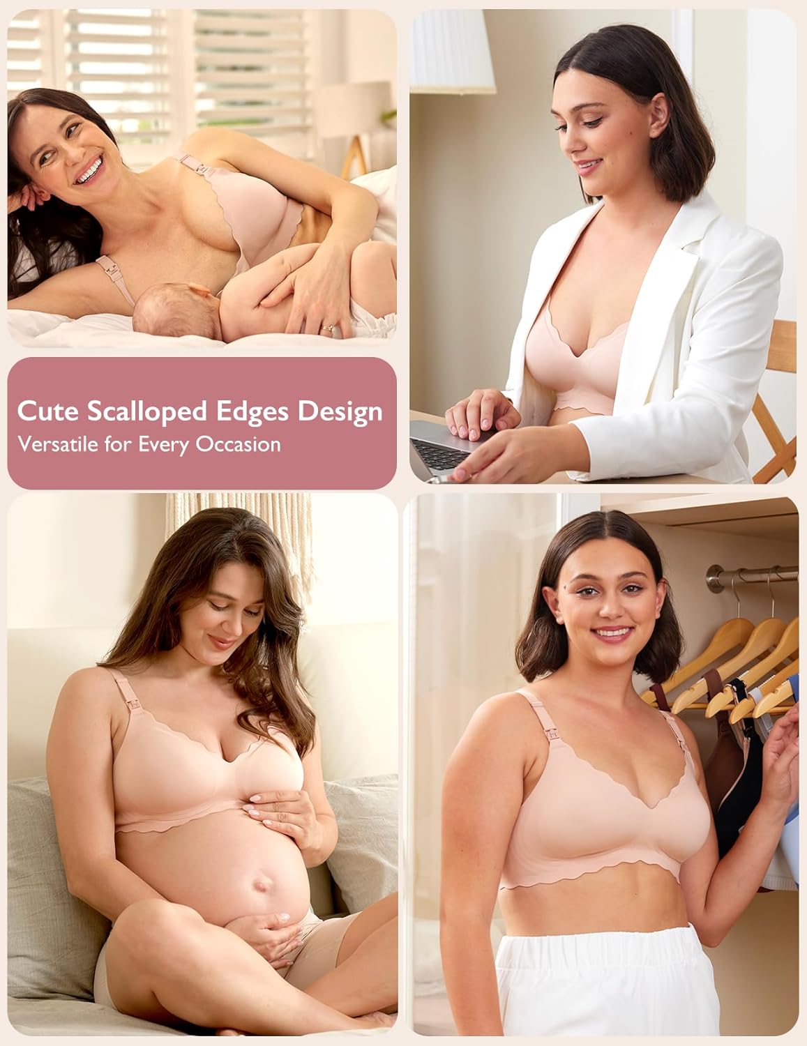 Momcozy Nursing Bra - Seamless Wireless Support for Breastfeeding | Classic Jelly Strip Design