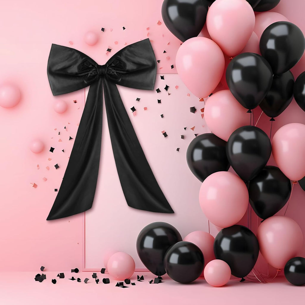 Wavwavw Large Black Bow Decor - Giant Satin Ribbon Tie for Parties & Weddings | 24 x 36 Inches