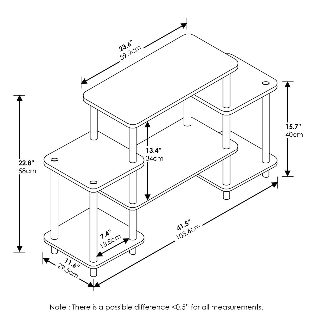 Furinno Turn-N-Tube No Tools Entertainment TV Stands, Black/Grey