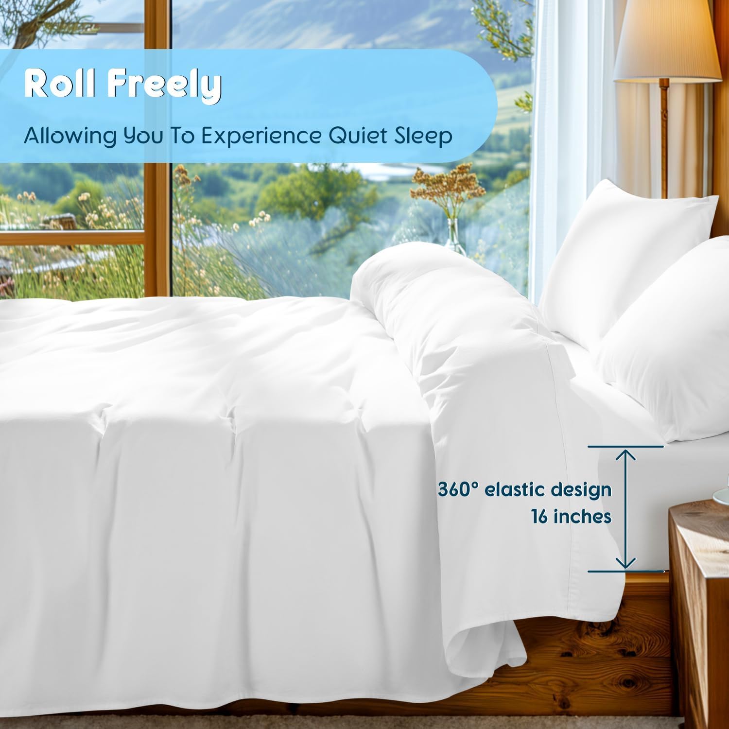 SONORO KATE 100% Egyptian Cotton Sheets Set - Luxury 5-Star Hotel Quality, Soft & Breathable | 4 PC Queen (White)