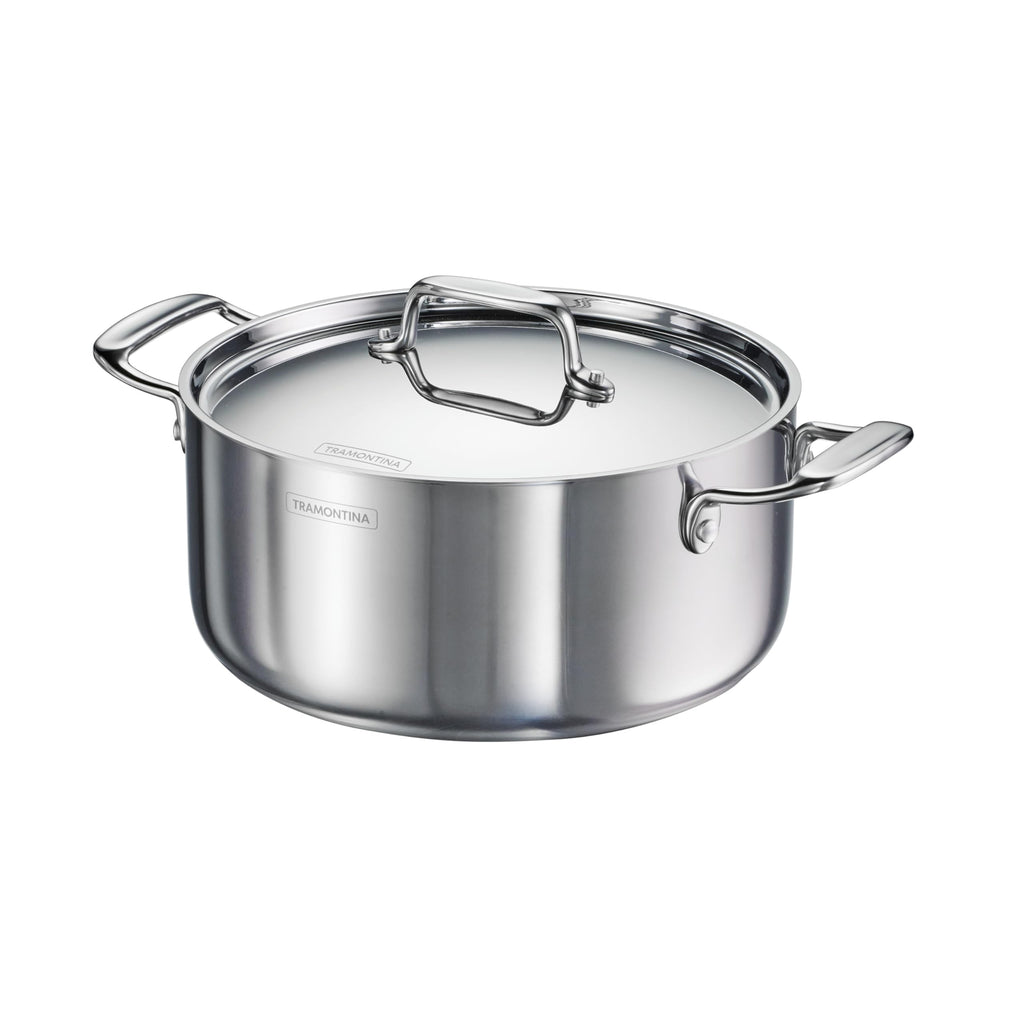 Tramontina Utsava Tri-Ply Clad Stainless Steel 5-Quart Casserole with Lid and Ceramic Non Stick Interior, Induction-Ready Dutch Oven Pot
