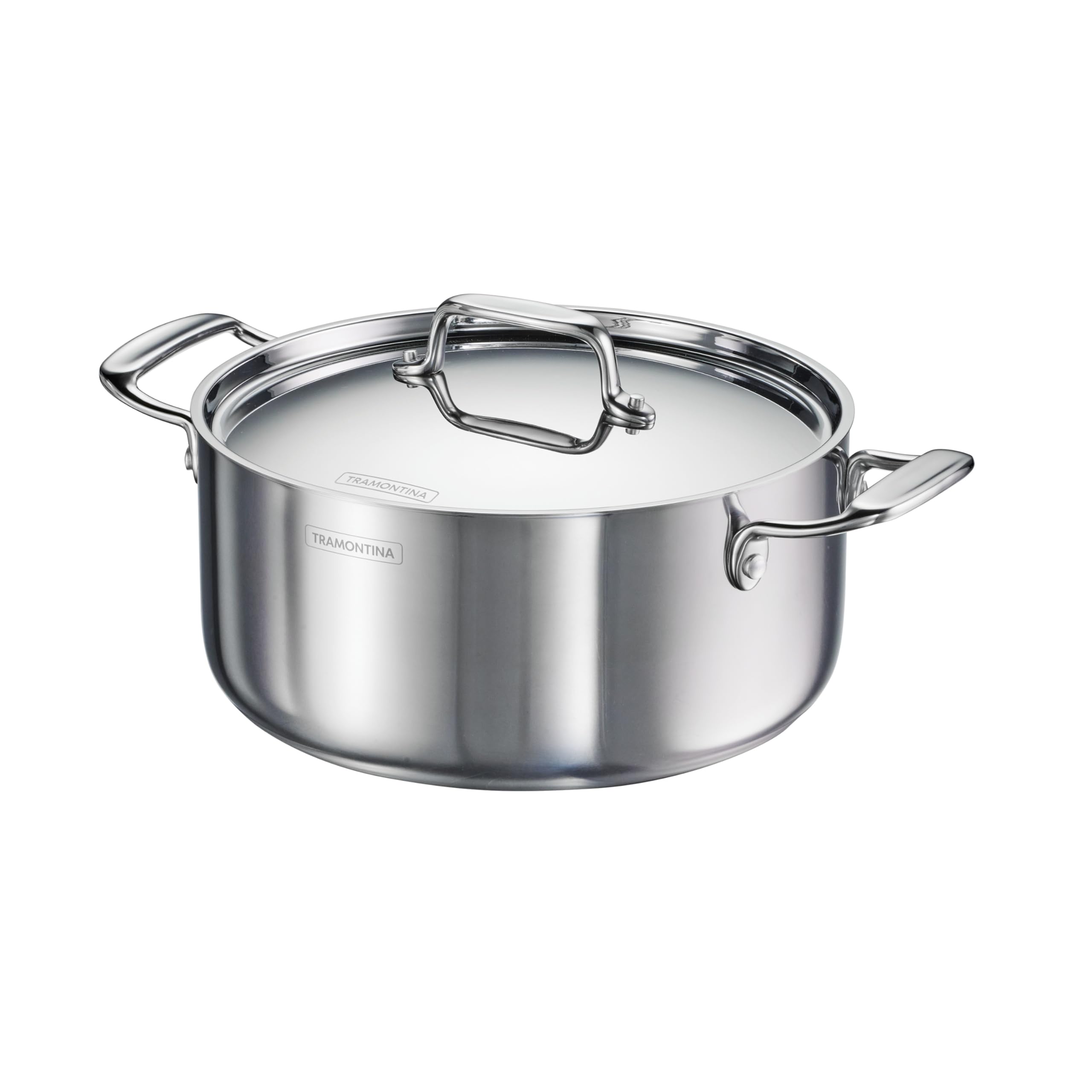 Tramontina Utsava Tri-Ply Clad Stainless Steel 5-Quart Casserole with Lid and Ceramic Non Stick Interior, Induction-Ready Dutch Oven Pot