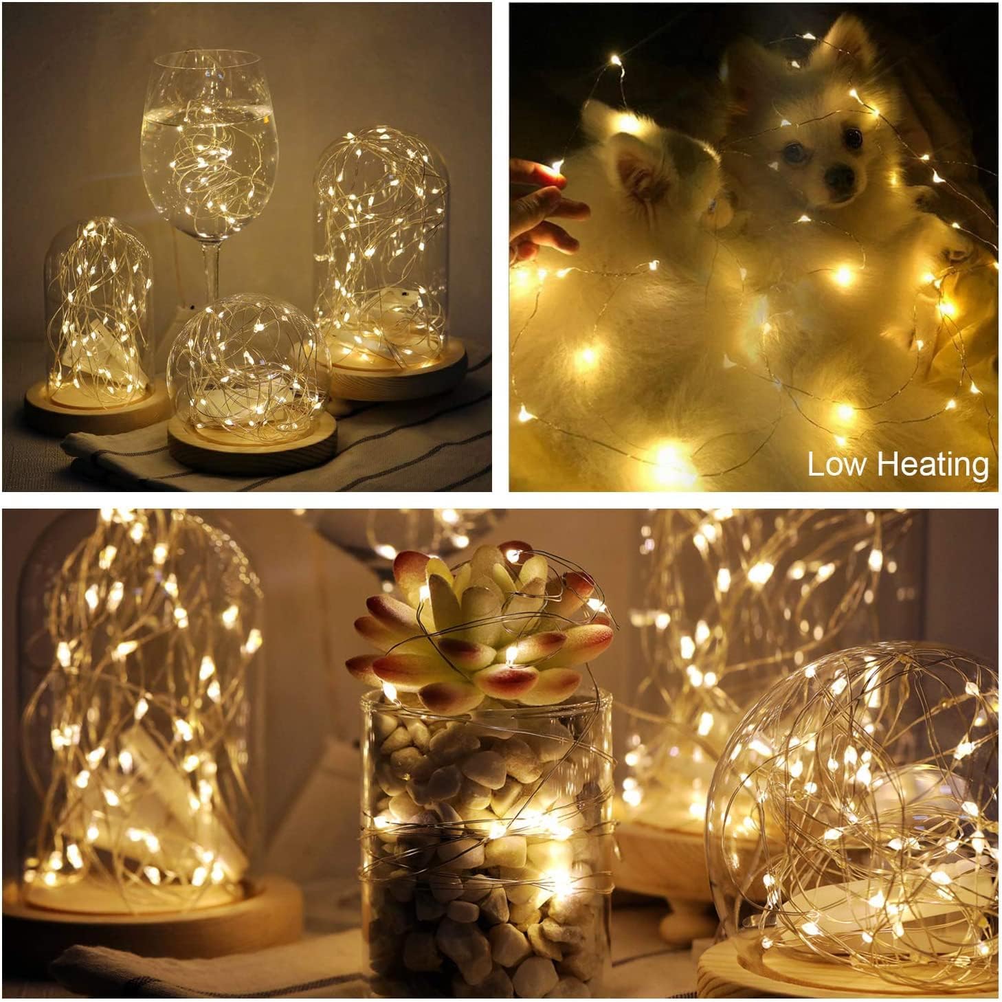 Skiennix 10 Pack Fairy Lights - 7ft 20 LED Battery Operated Twinkle String Lights | Warm & Cool White for DIY Crafts & Decor