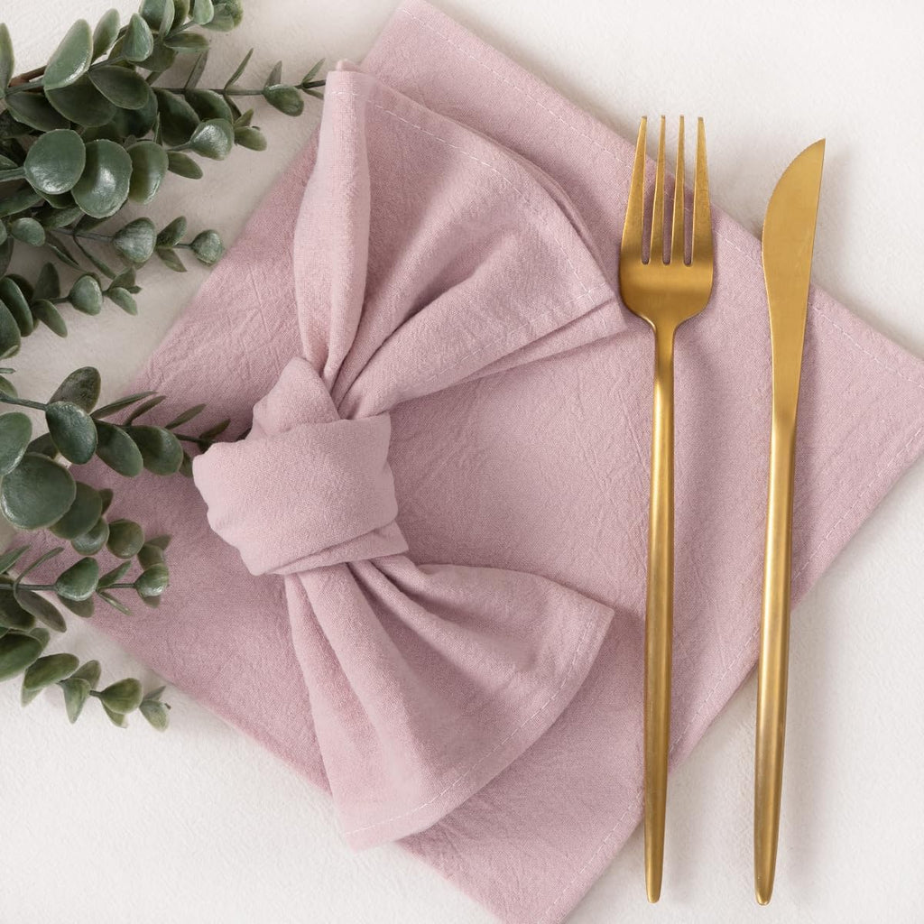 Socomi Cloth Napkins - Pink Linen Cotton Set of 6 | Washable & Reusable 17"x17" for Thanksgiving & Events