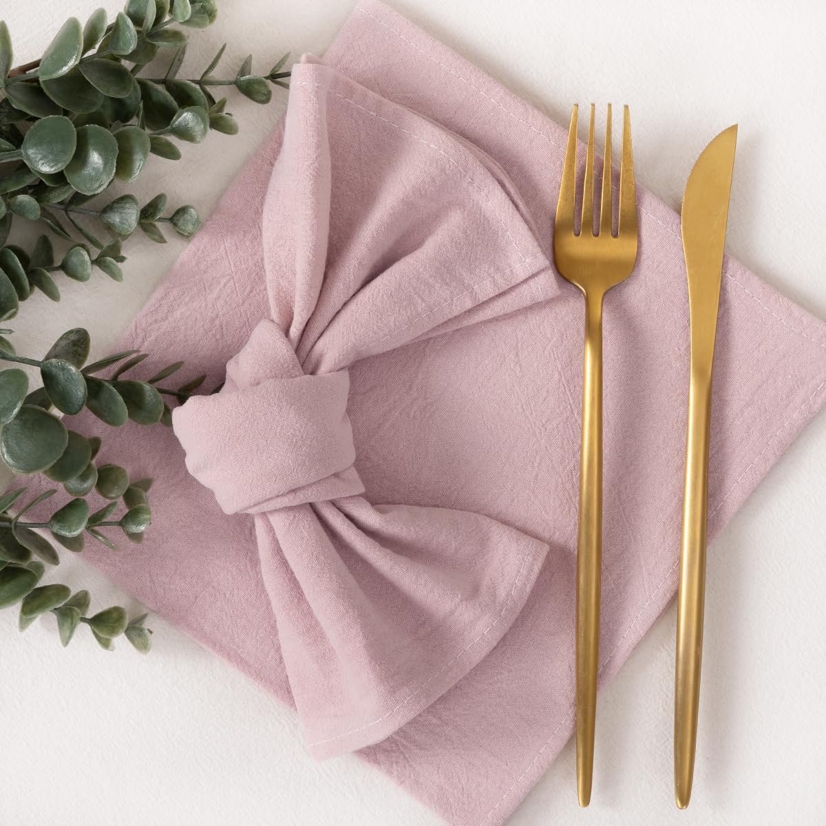 Socomi Cloth Napkins - Pink Linen Cotton Set of 6 | Washable & Reusable 17"x17" for Thanksgiving & Events