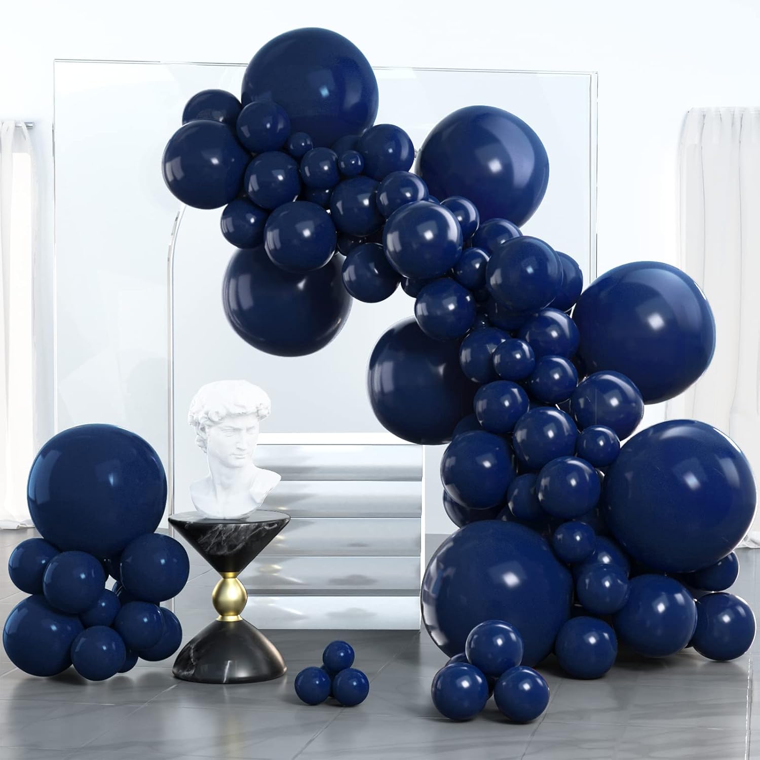 PartyWoo Navy Blue Balloon Arch Kit - 100 Pcs in Various Sizes for Graduation, Wedding, or Birthday Decor