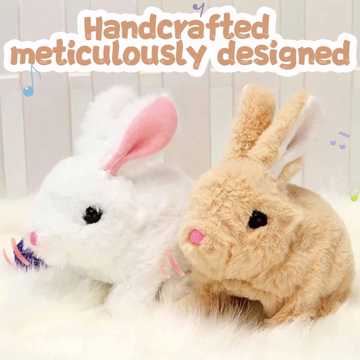 Realistic Bunny Toy by My Realistic - Interactive Hopping Bunny with Jumping, Twitching Ears | Pink