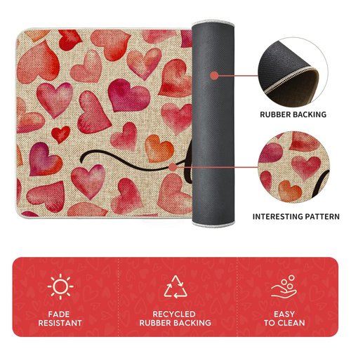 Artoid Mode Love Heart Valentines Kitchen Mats Set of 2, Home Decor Low-Profile Kitchen Rugs for Floor - 17x29 and 17x47 Inch