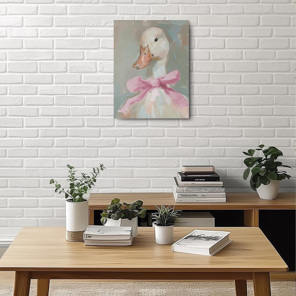 Regine Switzerland Cute Duck Canvas Wall Art - Framed Aesthetic Decor for Living Room & Bedroom | 11.5x15 In