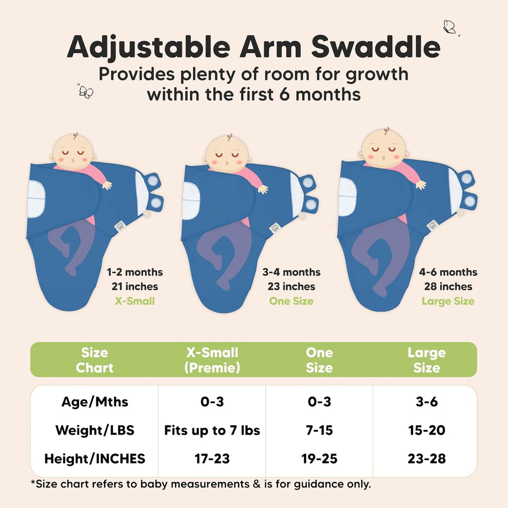 Skiennix Organic Baby Swaddle Sleep Sacks - Soft & Snug for Newborns 0-3 Months | 3-Pack in Frost