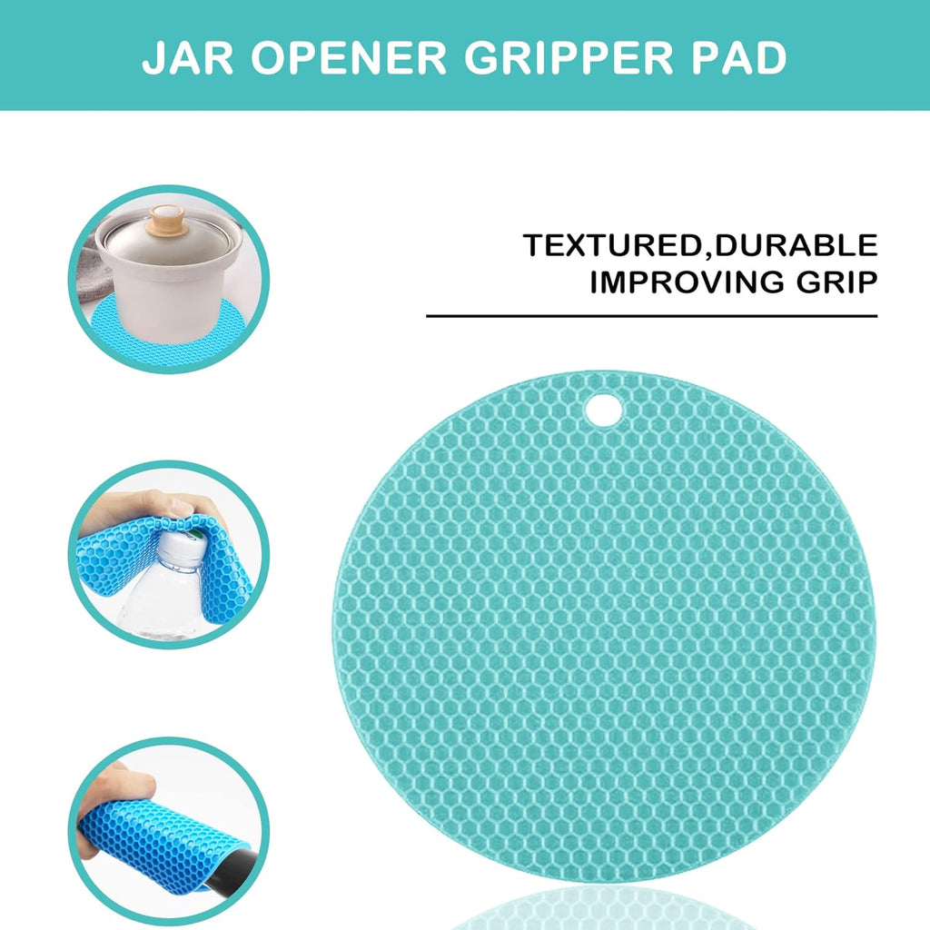 Skiennix Jar Opener - 5-in-1 Multi-Function Lid Tool for Weak Hands & Arthritis | Non-Slip Grip Pad (Blue)