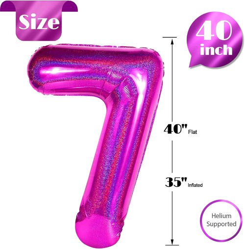 Laser | Hot Pink 40-Inch Number 7 Balloon - Perfect 7th Birthday Decoration for Girls & Women