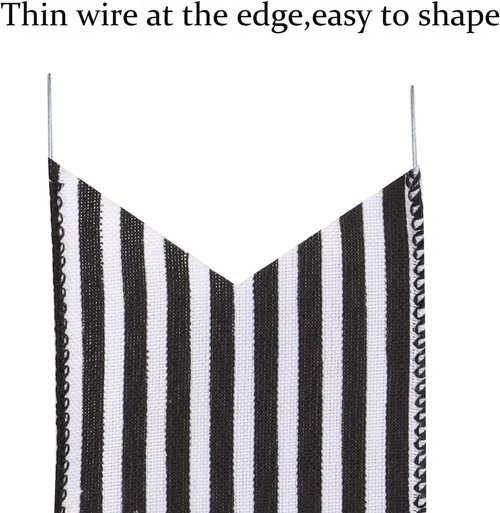Hongsome Halloween Bows - 2 Pack Black & White Stripe Decor for Wreaths & Tree Toppers | 12” x 20”