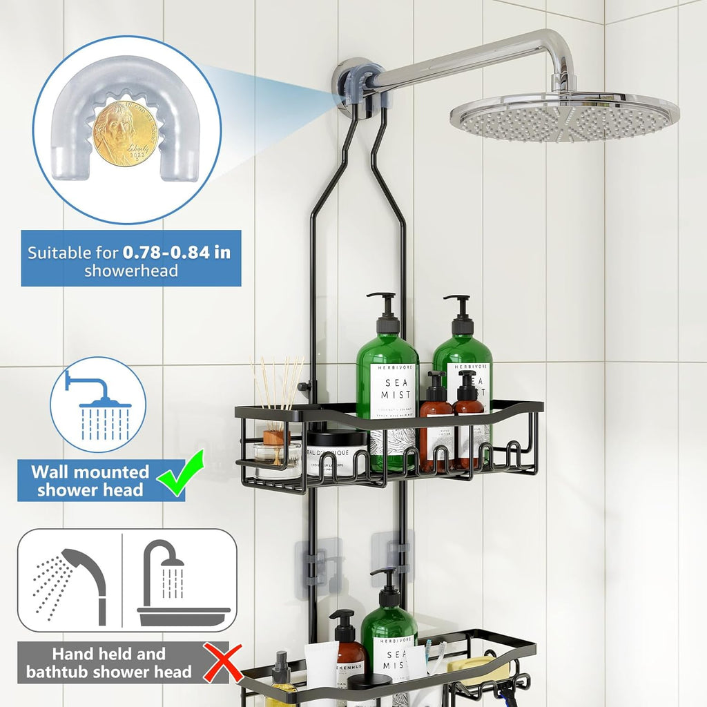 Skiennix Shower Organizer - Upgraded Extended Length, Rustproof Hooks & Large Bathroom Caddy