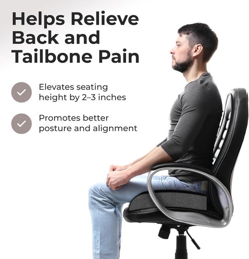 Kölbs Extra Large Seat Cushion - Plush Velvet Cover | X-Large Memory Foam for Back Pain Relief