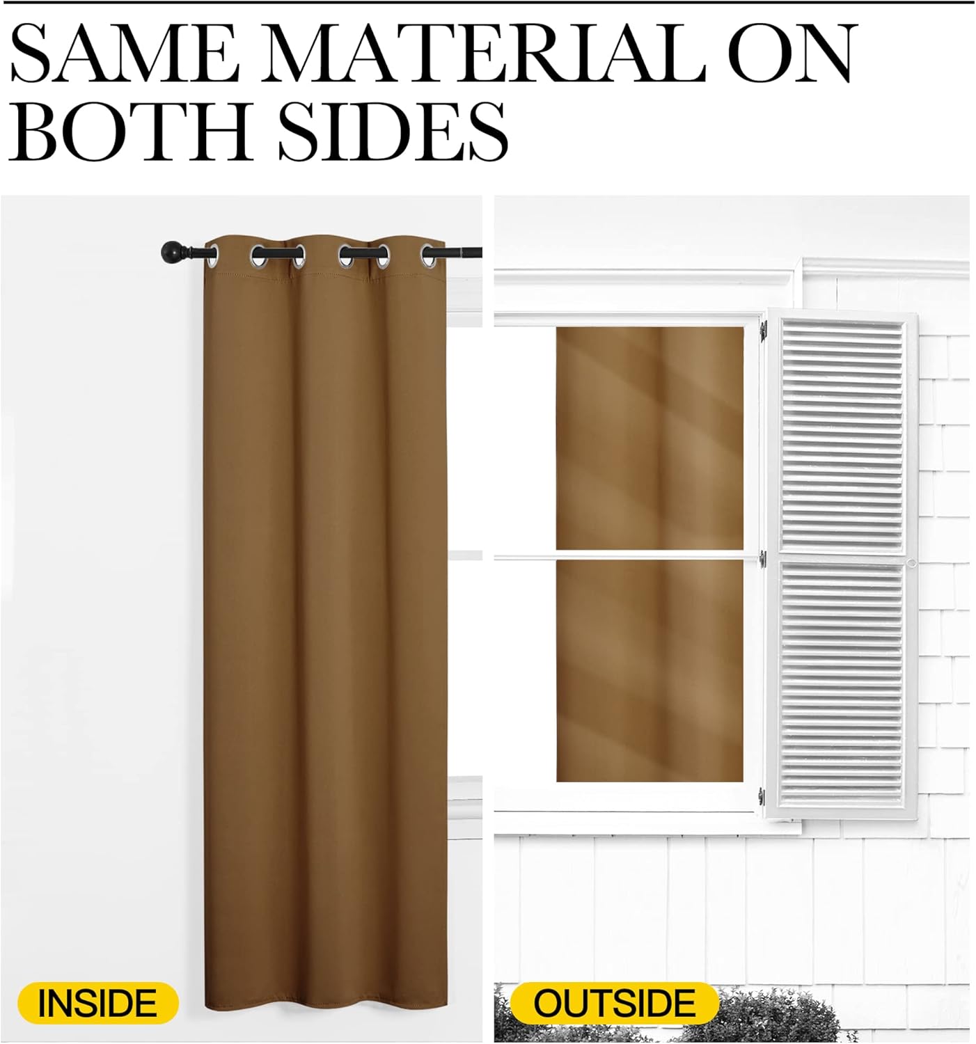 NICETOWN Blackout Curtains - Noise Reducing & Draft Blocking | 96-Inch Length, 2 Panels in Gold Brown