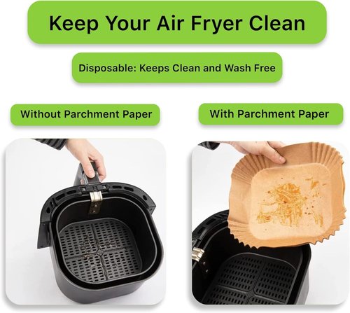 Air Fryer Liners | 100PCS Unbleached Non-Stick Parchment Paper for 2-5 Qt Air Fryers - 6.3 Inch