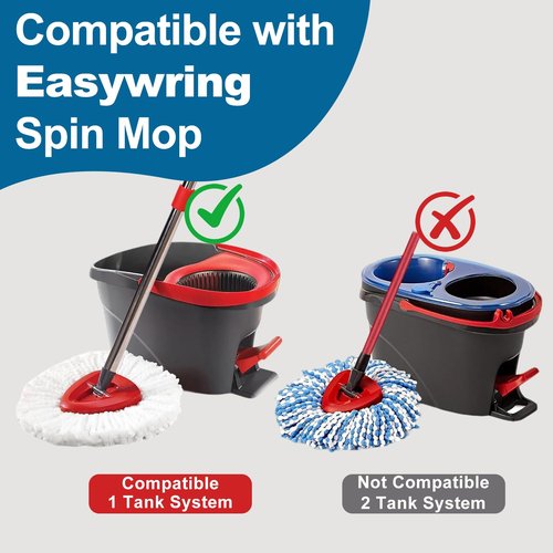 Jikefa 4 Pack Mop Heads Replacements, Compatible with O Cedar Easywring 1-Tank System Easy Wrin Spin Mops, Triangle Swivel Microfiber Mops, Washable & Easy to Replace
