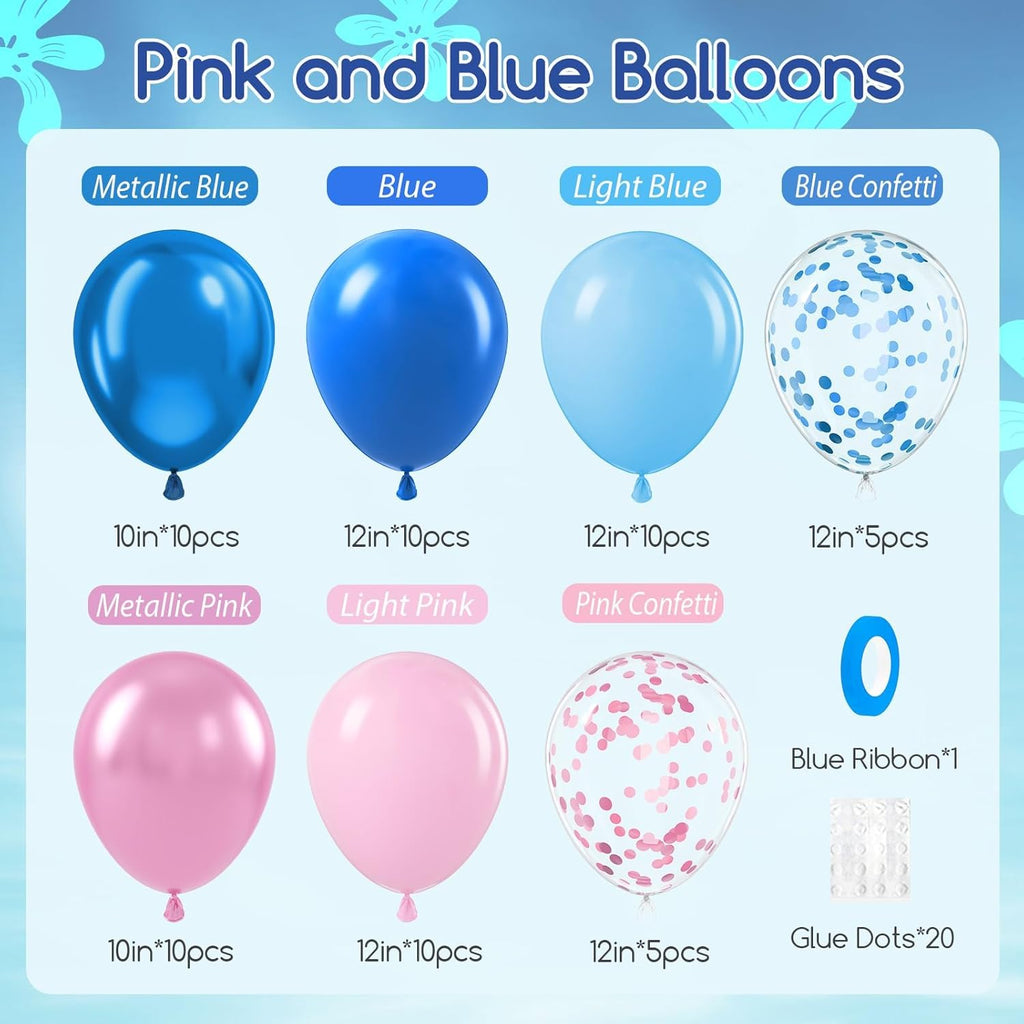 Skiennix 60pcs Pink & Blue Balloons - 12-Inch Metallic Confetti for Gender Reveal & Baby Shower Decor