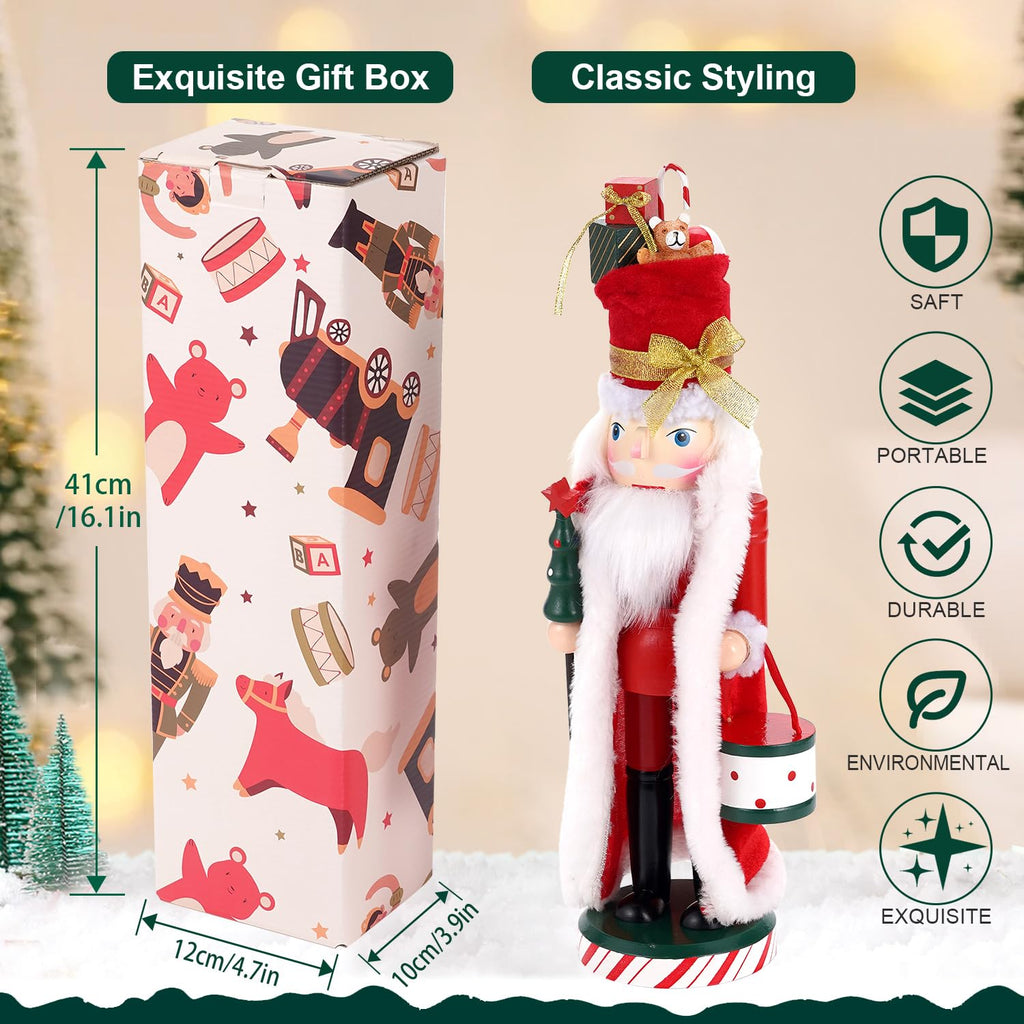 BXO Classic Nutcracker Soldier Decor - Christmas Table Centerpiece, Mantel Decor for Holiday, Traditional Christmas Figurine for Home Festival Decorations (Red & White)