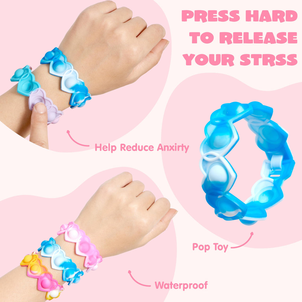 JOYIN 28 PCS Valentine's Day Gifts Cards with Heart Pop Fidget Bracelets, Stress Relief Pop Bubble Fidget Toys for Kids Girls Boys Valentines Classroom School Exchange Gifts, Party Favor Prizes