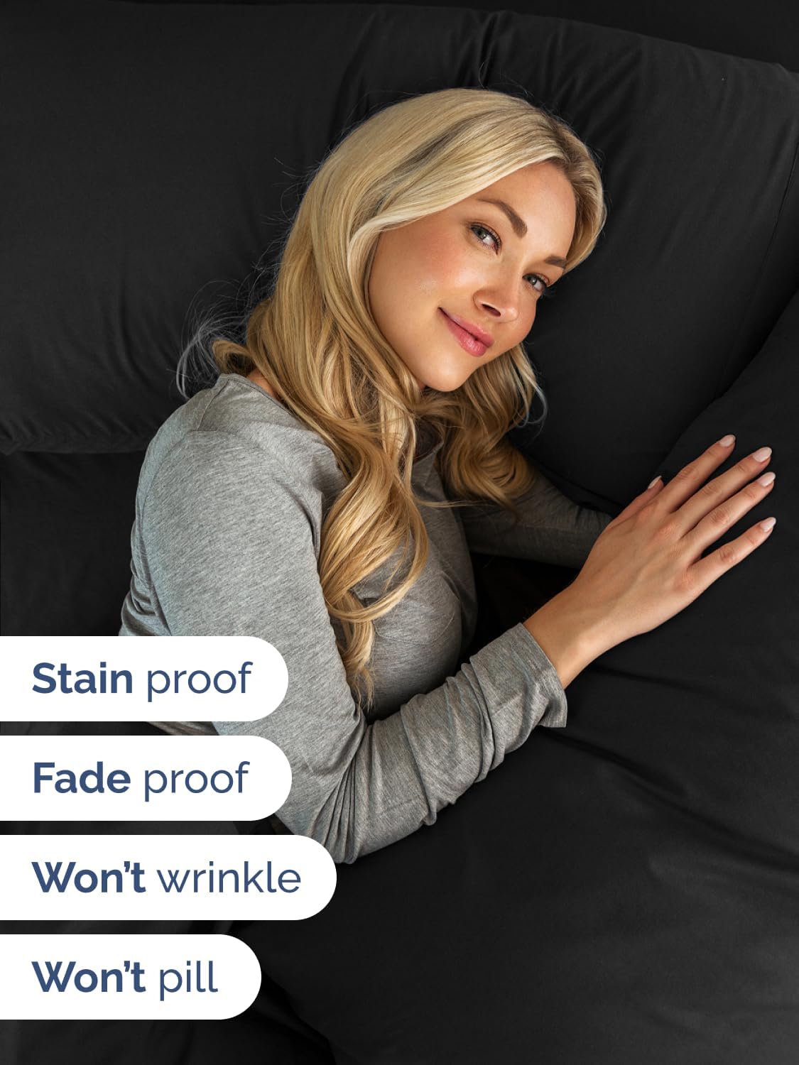 Skiennix Extra Deep Twin Sheet Set - 4-Piece Breathable Cooling Bedding - Soft, Wrinkle-Free Black Sheets