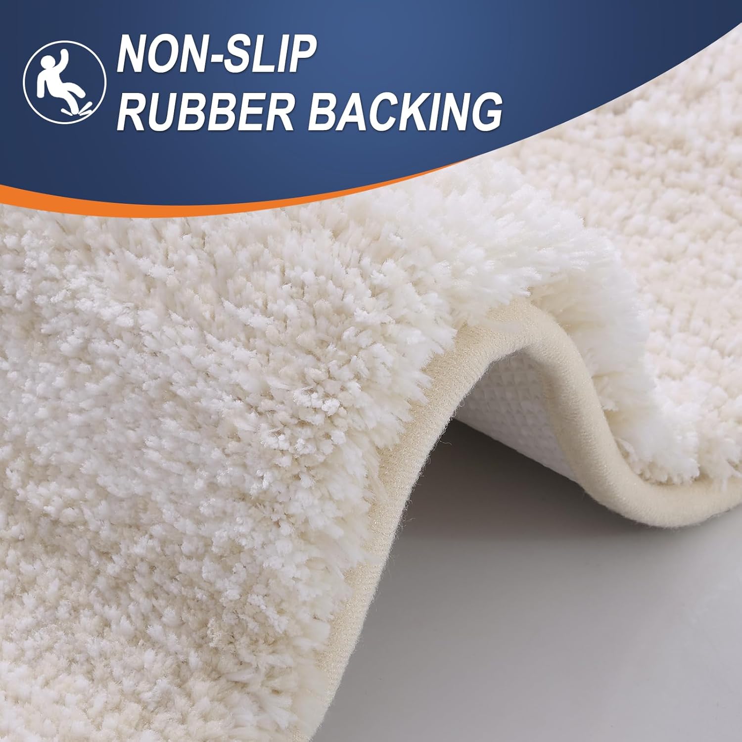 OLANLY Bathroom Runner Rug - Extra Soft Microfiber Mat with Rubber Backing | 47x20, Quick Dry, Light Beige