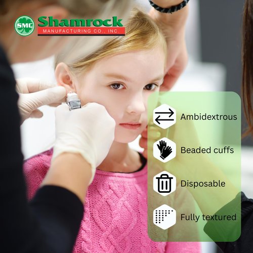 Shamrock 10112 Latex Exam Gloves, Medium, 5 Mil, Powder-Free, Full Textured, Disposable, Medical & Food Safe