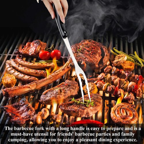 ReaNea Meat Fork, Heavy Duty Stainless Steel Carving Cooking Fork, Grill Serving Fork for Slicing & Serving Roasts, Turkey, BBQ – Comfortable Non-Slip Grip, Kitchen & Grill Essential