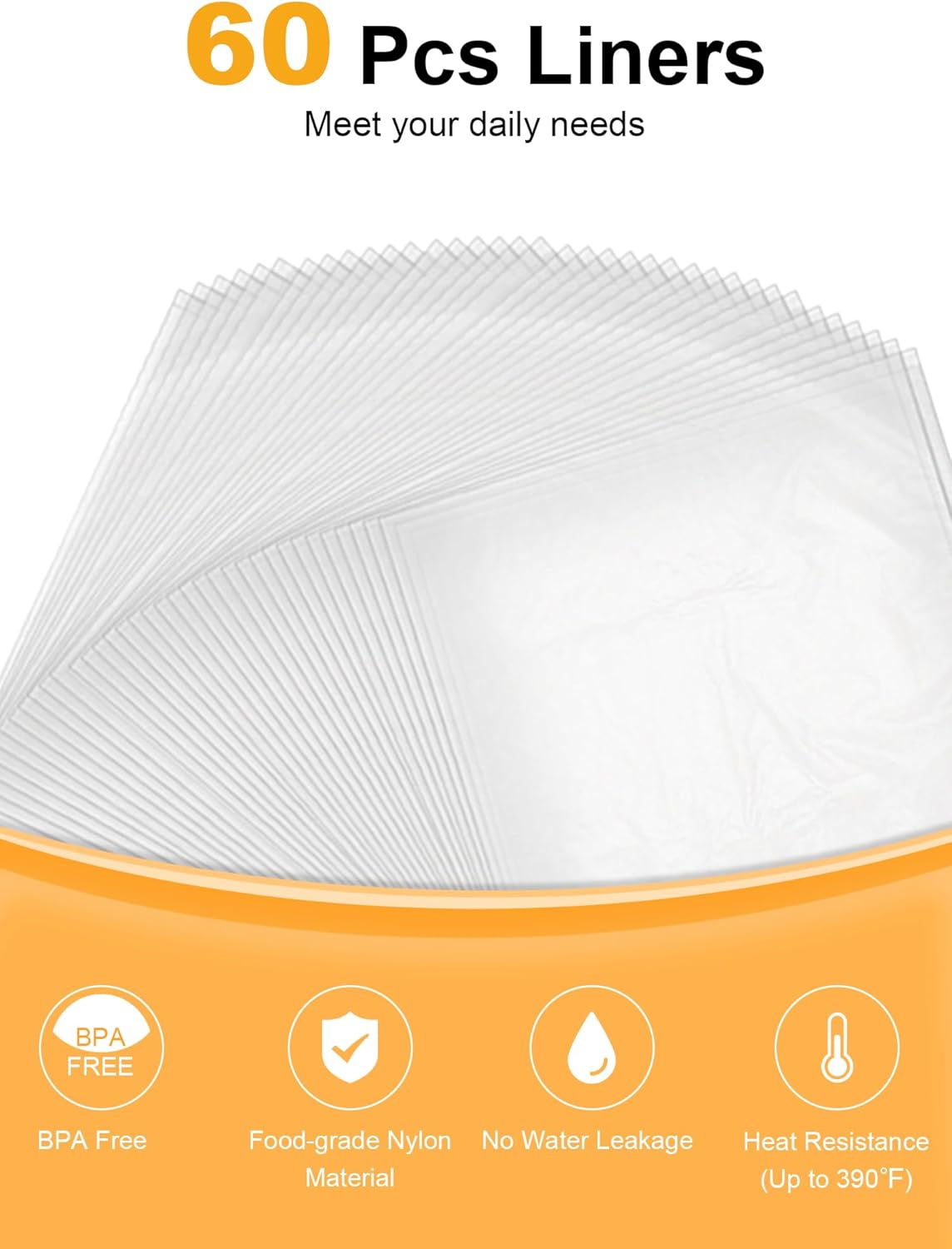 SMARTAKE Slow Cooker Liners - Large 13"x21" Disposable Bags for 3QT to 8QT Cookers | 60 Count