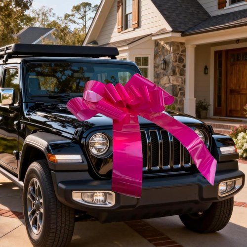 Big Car Bow - 30-Inch Giant Pink Christmas Bow for Gift Wrapping & Celebrations