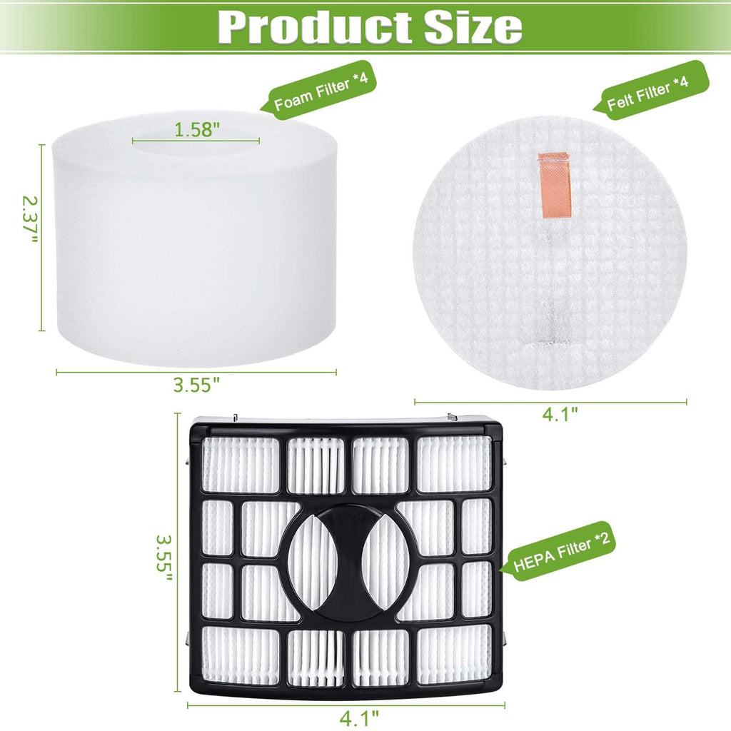 Anicell for Shark UV700 Filter Replacement DuoClean Rotator Lift Away Upright Vacuum ZD550 ZD552 NV611 NV600 NV601 NV770 NV771, 2 HEPA Filters + 4 Foam & 4 Felt Filters, Replace Parts XFF600, XHF600