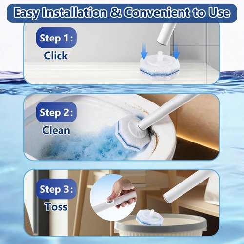 FHORAIN Toilet Wand Refills - 40 Count Disposable Brush Heads with Extra Thick Foaming Power | Strong Cleaning & Scrubbing
