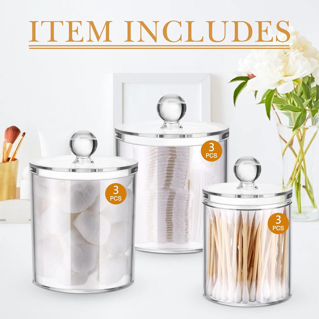 Meanplan Apothecary Jars - Clear Plastic Storage Containers with Lids | 10/22/39 oz, 9 Pack