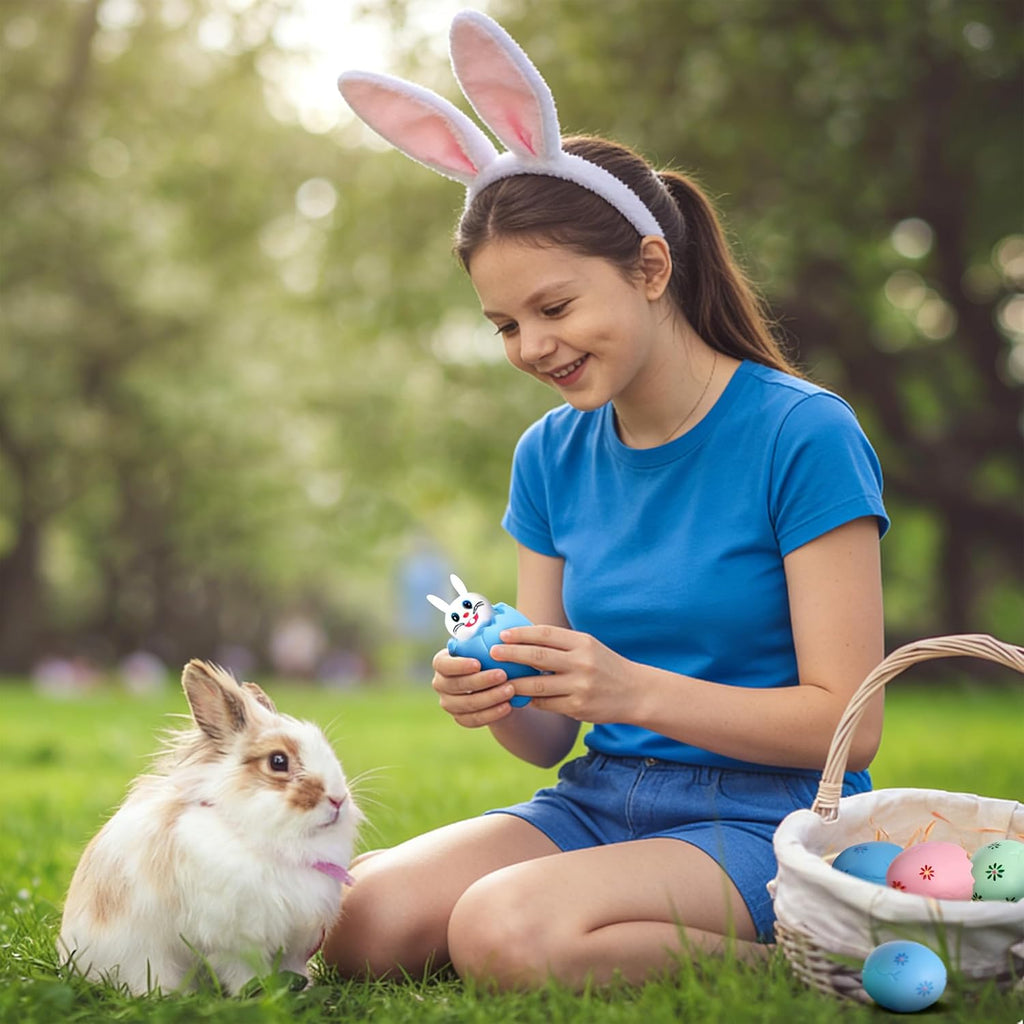 RunNico 12 Pack Squishy Bunny Easter Eggs - Stress Relief Rabbit Squeeze Toys for Fidgeting & Anxiety