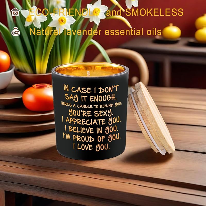 Lavender Scented Candle Gift for Him - Funny BFJLIFE Candle for Husband & Boyfriend (For Him-I love you)