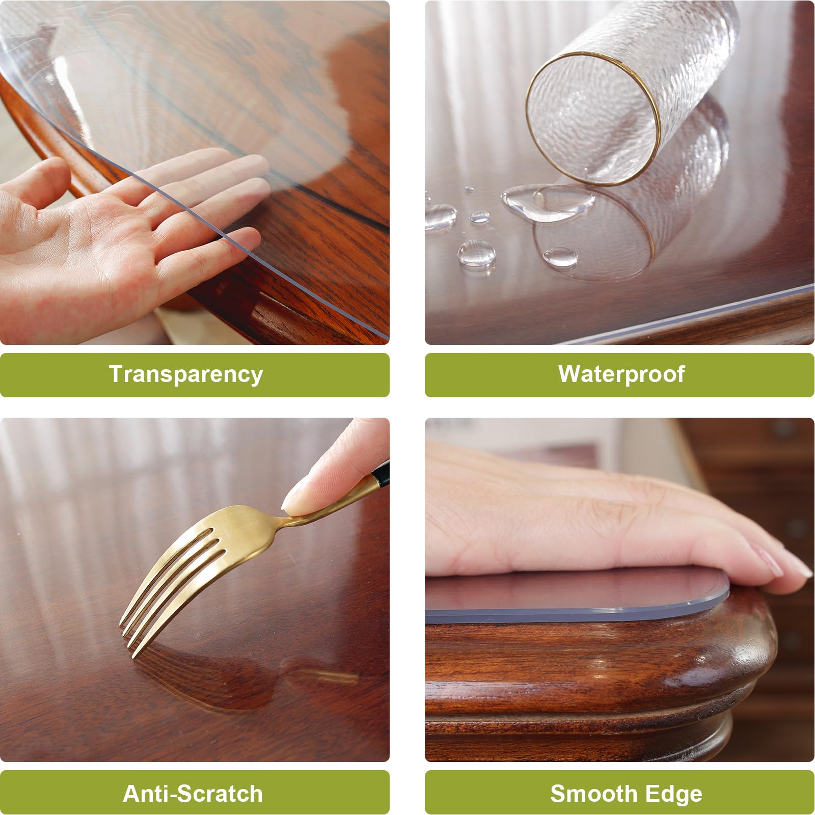 OstepDecor Round Clear Table Protector 59 Inch Thick Clear Table Cover Protector Round, Plastic Waterproof PVC Tablecloth, Vinyl Circle Table Top Protector for Dining Room, Coffee Tabletop