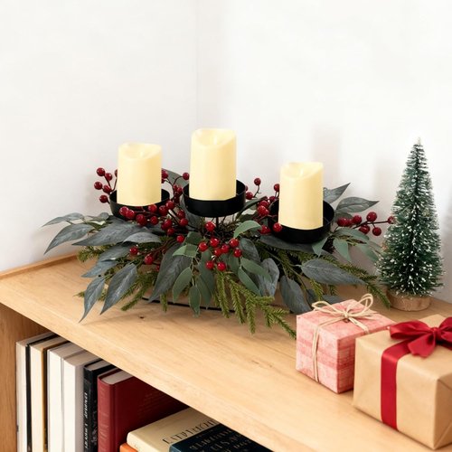 22 Inch Christmas Candle Holder Centerpiece by [Brand Name] - Elegant 3 Tray Design for Holiday Home Decor