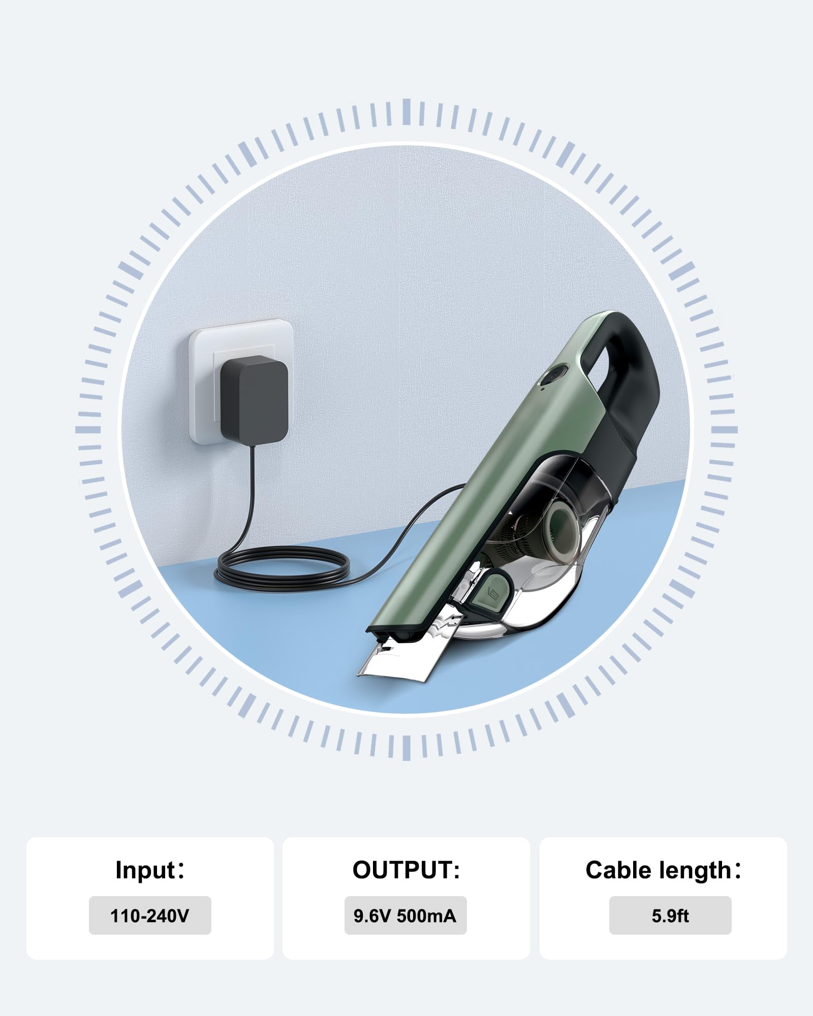 VHBW 9.6V 0.5A Charger Compatible with Shark CH901 Ultra Cyclone Pro Cordless Handheld Vacuum, Model XCHRGCH901 DK12-096045A-U ZD006C096050USE [Not for Shark CH950 13.3V]