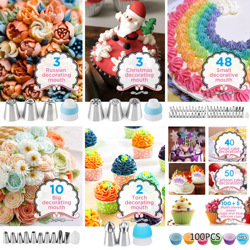 Cake Decorating Kit Cake Decorating Supplies, 515 PCS Baking Supplies Set with 3 Springform Pan Sets, 66 Icing Piping Nozzles, Cake Rotating Turntable, Piping Bags, Birthday Gifts for Mom Wife