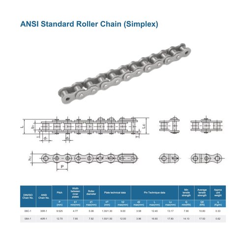 #35 Roller Chain 5 Feet -159 Links， Carbon Steel Chain Link for Bicycle, Mini Bike, Motorcycle, Go Kart - Replacement Bike Chain with 2 Free Connecting Links
