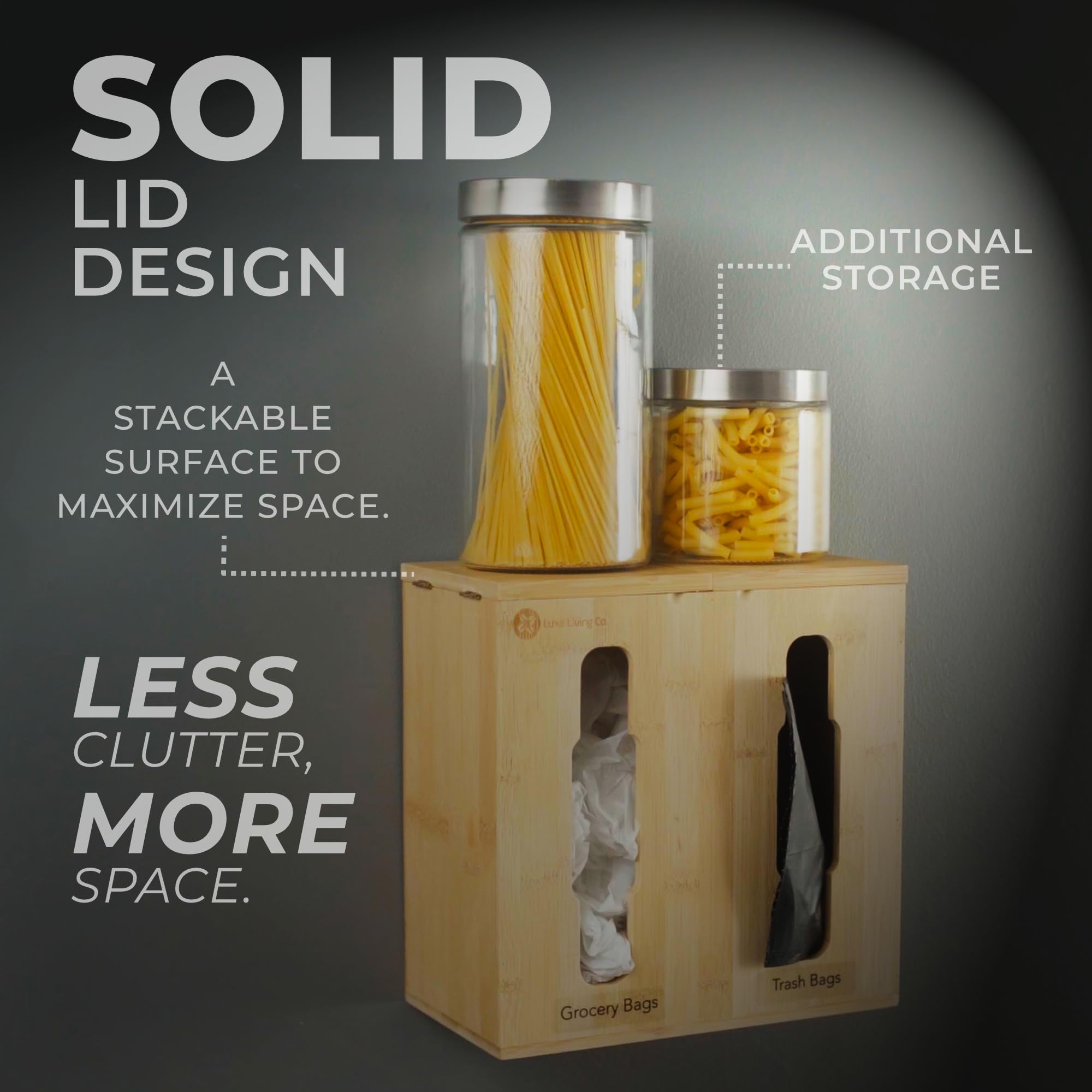 2-in-1 Bamboo Plastic Bag Holder and Trash Dispenser – Large Capacity Storage for Kitchen Cabinet, Under Sink Storage, Pantry Organizers, Laundry Room Organization, Kitchen Must Haves 2025