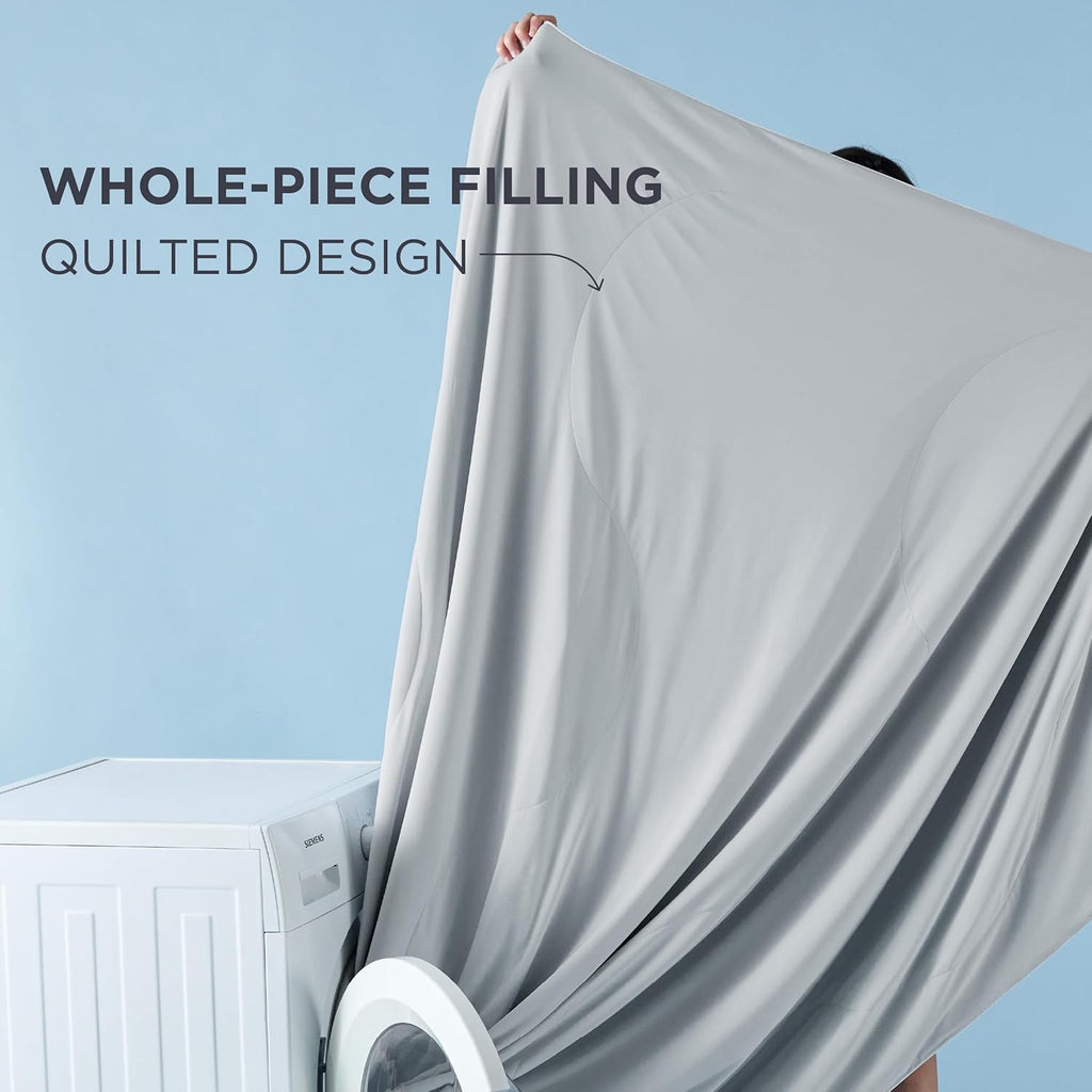 Bedsure Cooling Blanket - Lightweight Ice Cold Queen Size Comforter for Hot Sleepers | Grey, 90x90 Inches