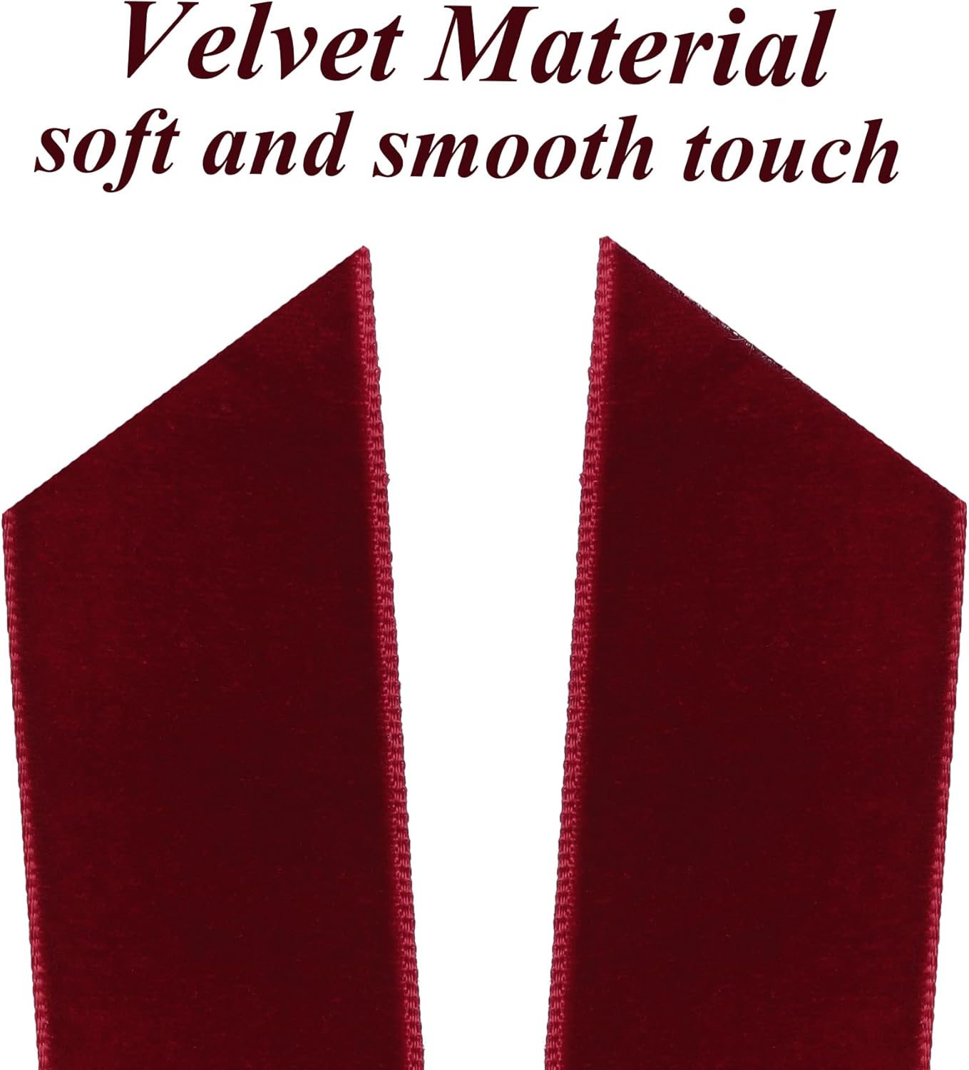 Skiennix 12Pcs Burgundy Velvet Ribbon Bows - 5in x 10in Xmas Tree Ornaments for Holiday Decor
