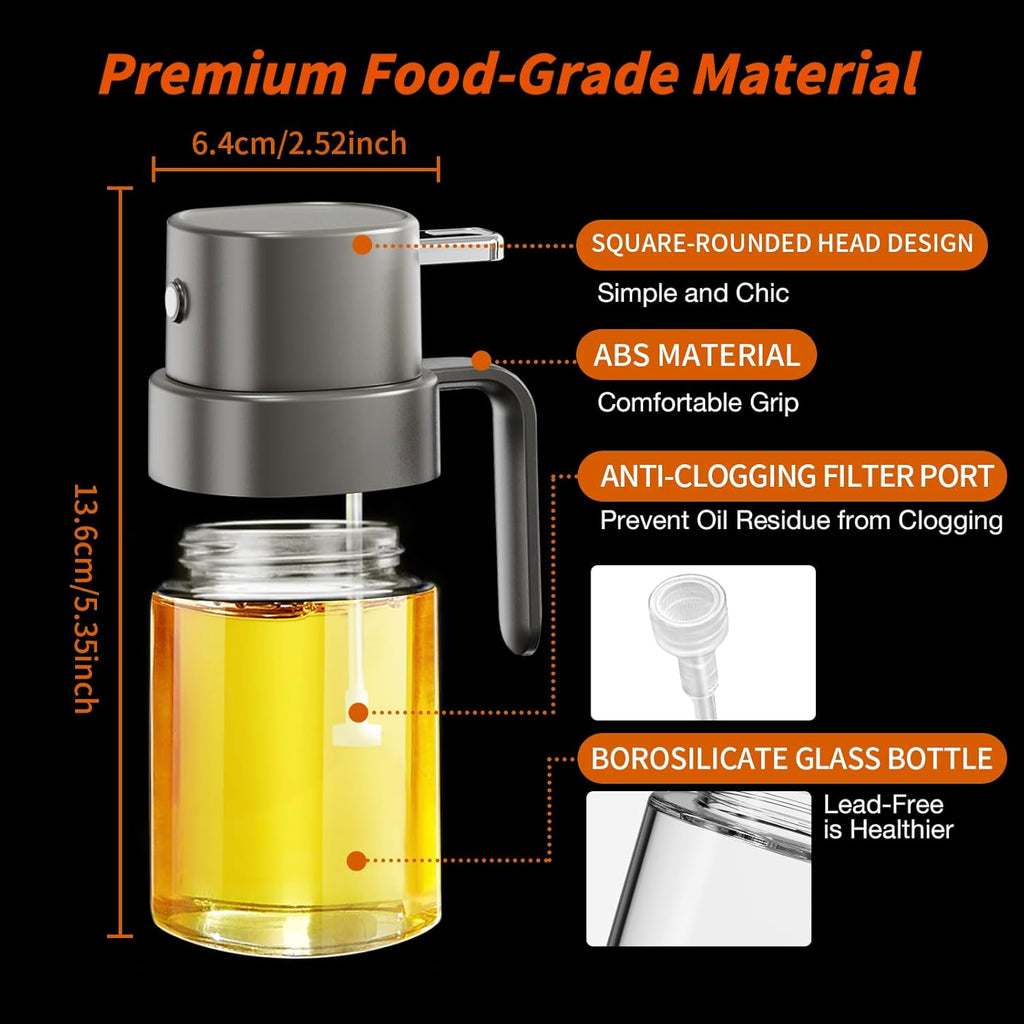 YARRAMATE Mini Oil Sprayer - 6.8 OZ Food-Grade Olive Oil Spray Bottle for Cooking & BBQ (Gray)
