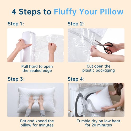JOLLYVOGUE Pillows Queen Size Set of 2, Oeko-Tex Certified Bed Pillows for Side, Back, and Stomach Sleepers - Medium Support Down Alternative Filling, Machine-Washable