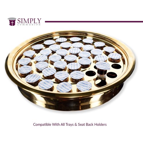 Simply Communion Pre-filled Communion Cups - Tray & Seatback Pew Compatible Cups and Wafer - Concord Juice and Bread - Box of 25 - EASY Open Made in the USA