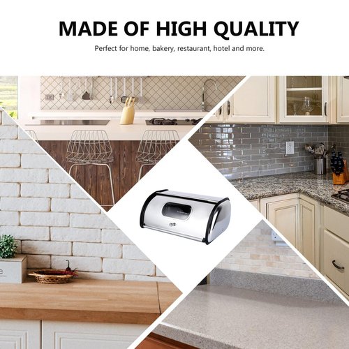 DOITOOL Bread Box for Kitchen Countertop - Stainless Steel Bread Storage Container with Lid - Bread Holder Bread Containers Storage Airtight Loaf for Kitchen Counter, Homemade Bread